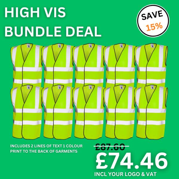 Uneek 10 x Hi Vis Vest Bundle UC801-BUNDLE 10 x Hi Vis Vest Bundle Thumbnail